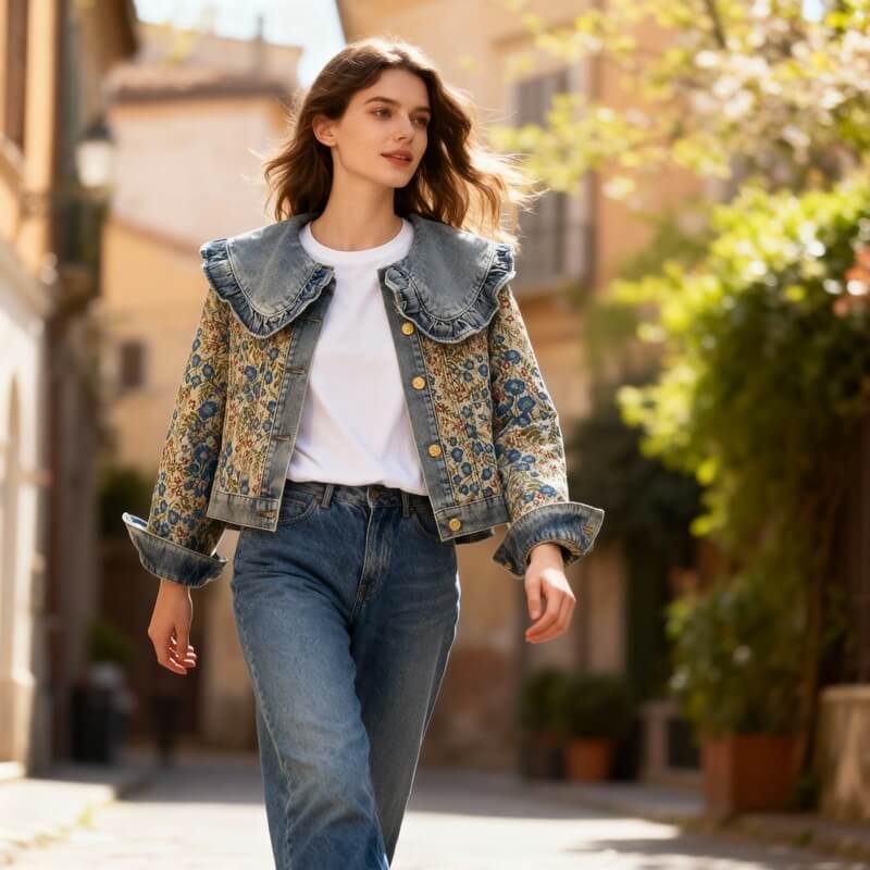 Victoria – Floral Denim Jacket
