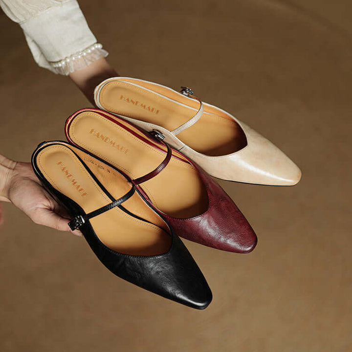 Elise - Handcrafted Genuine Leather Mules