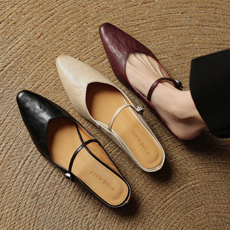 Elise - Handcrafted Genuine Leather Mules